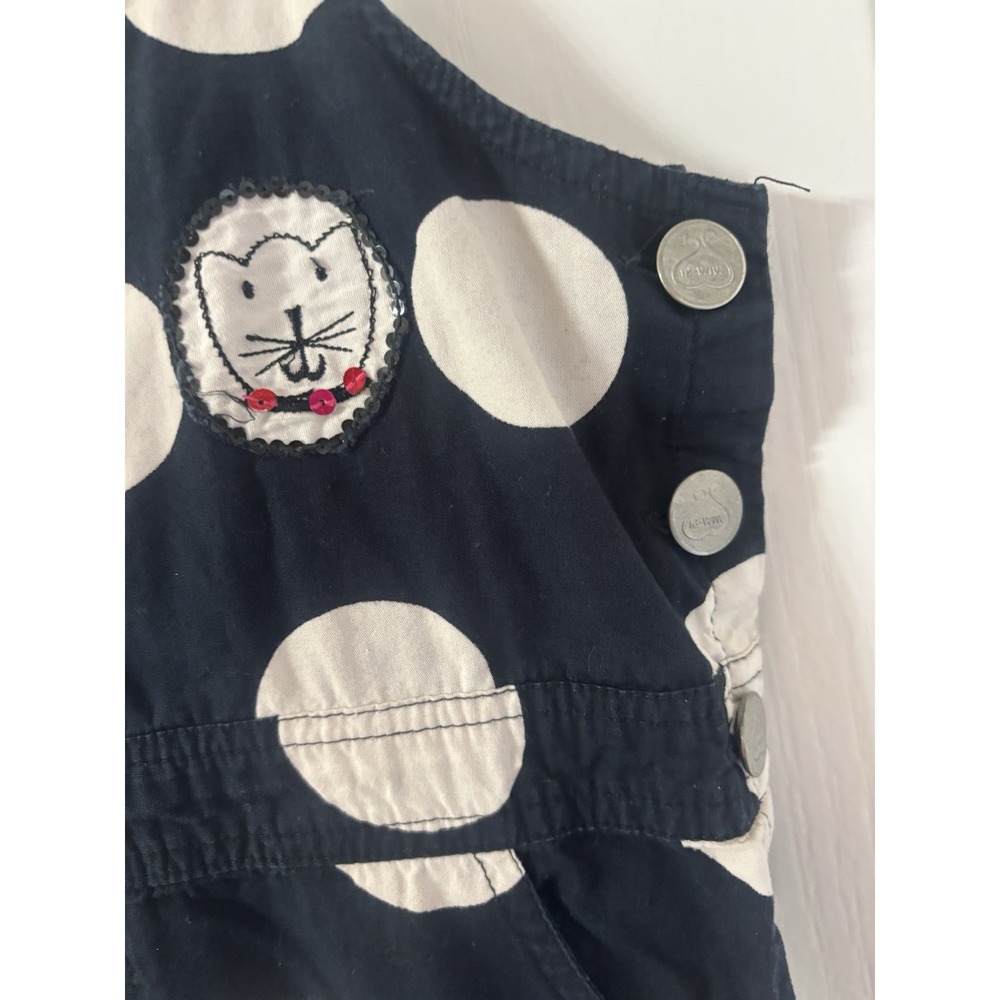 Mim Pi Girls Polka Dot Jumper Dress Size 8 128 Black White 100% Cotton Embroider - Picture 5 of 6